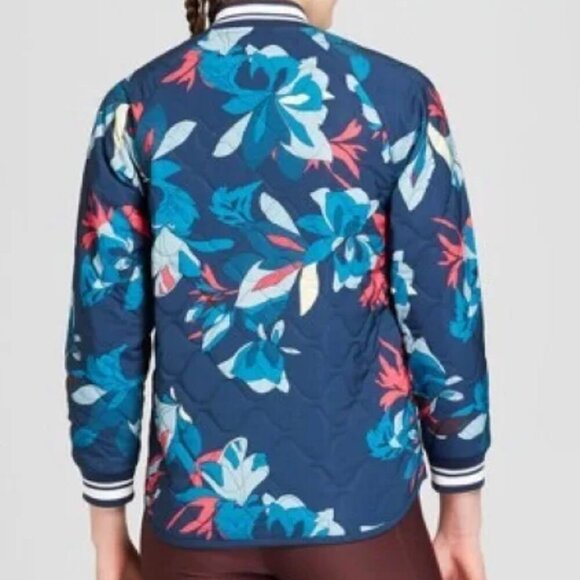 Joylab Blue Magenta Floral Bomber Jacket sz S Athletic Quilted Target Running - Picture 2 of 12